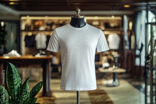 Tshirt on stylish mannequin in boutique background created with Generative AI