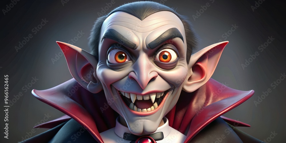 Naklejka premium 3D Cartoon Vampire Portrait, 3D, Cartoon, Halloween