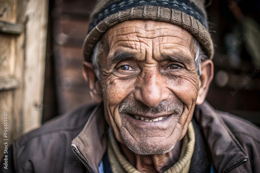a village old man smiling looking at camera a village old man smiling looking at camera