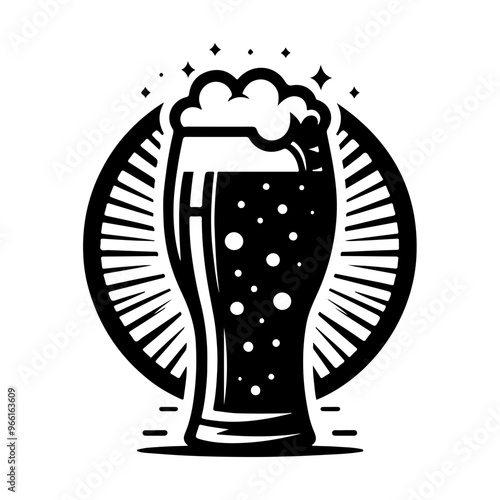 Beer mugs with foam splashing. Beer Glasses Icons. Beer glass symbol vector, icon for web design, logo, app.