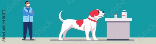Wallpaper Mural Dog on a routine check-up, vaccination scene, flat design illustration Torontodigital.ca