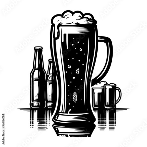 Beer mugs with foam splashing. Beer Glasses Icons. Beer glass symbol vector, icon for web design, logo, app.