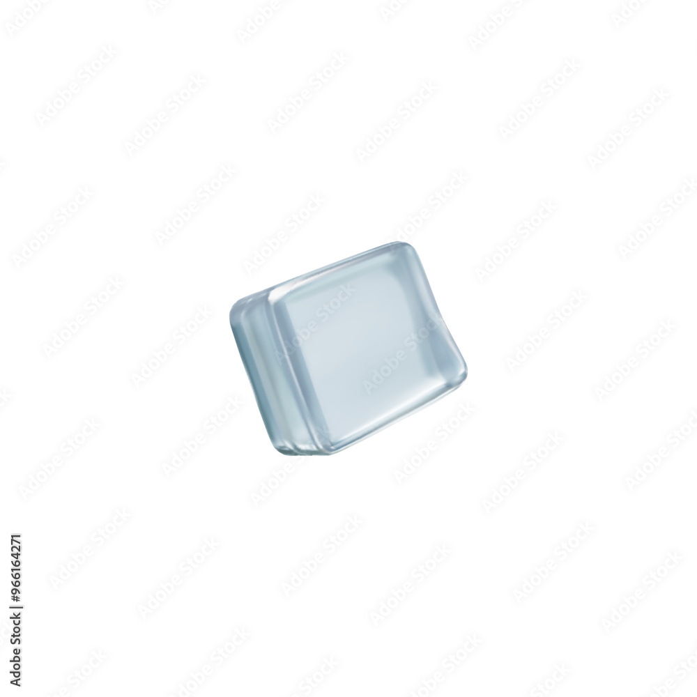 3d transparent ice cube with rounded corners for cold drinks. on a white background 3d transparent ice cube with rounded corners for cold drinks. on a white background