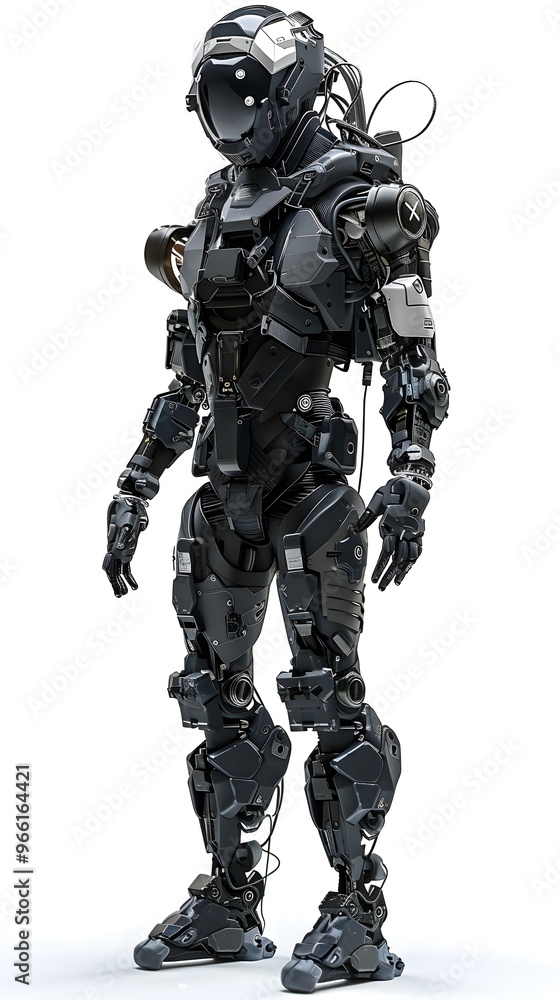 Futuristic Black Robotic Exosuit with Advanced Design Futuristic Black Robotic Exosuit with Advanced Design