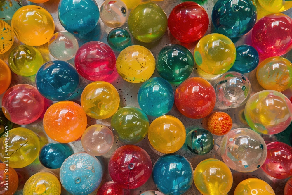 A vibrant collection of colorful, translucent balls in various sizes, featuring shades of blue, yellow, red, orange, and green. The balls are scattered randomly. A vibrant collection of colorful, translucent balls in various sizes, featuring shades of blue, yellow, red, orange, and green. The balls are scattered randomly.