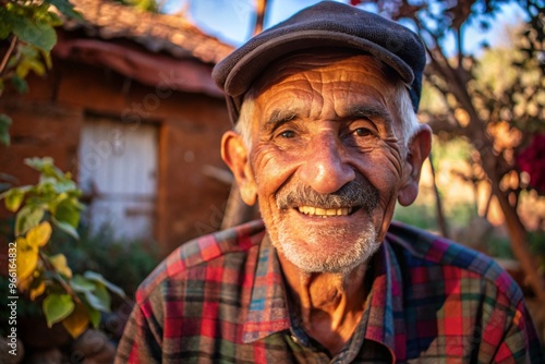 a village old man smiling looking at camera