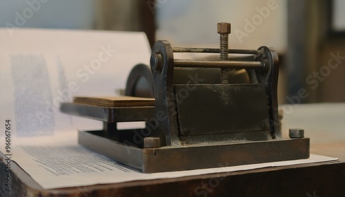 Vintage letterpress printing machine that printed letters