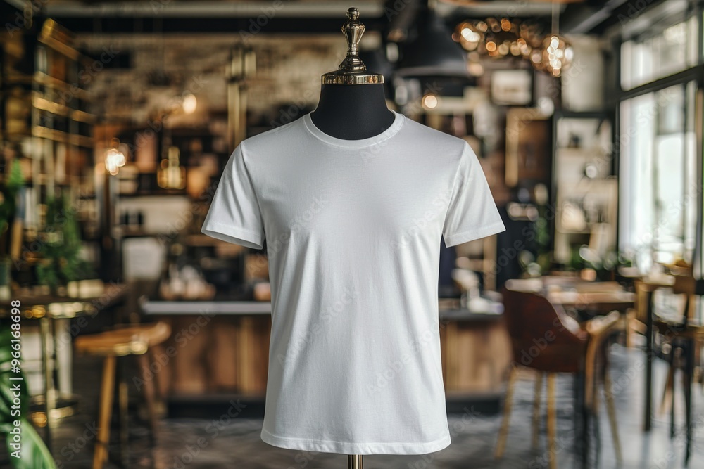 Tshirt on stylish mannequin in boutique background created with Generative AI Tshirt on stylish mannequin in boutique background created with Generative AI