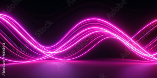 Abstract Neon Light Waves, 3D Render, Futuristic, Glow, Line , neon lights, abstract art