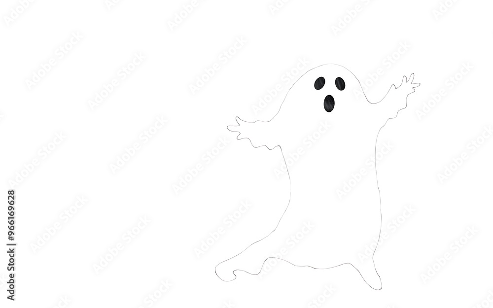 A white ghost with black eyes on a white background, a spooky Halloween illustration.
A white ghost with black eyes on a white background, a spooky Halloween illustration.