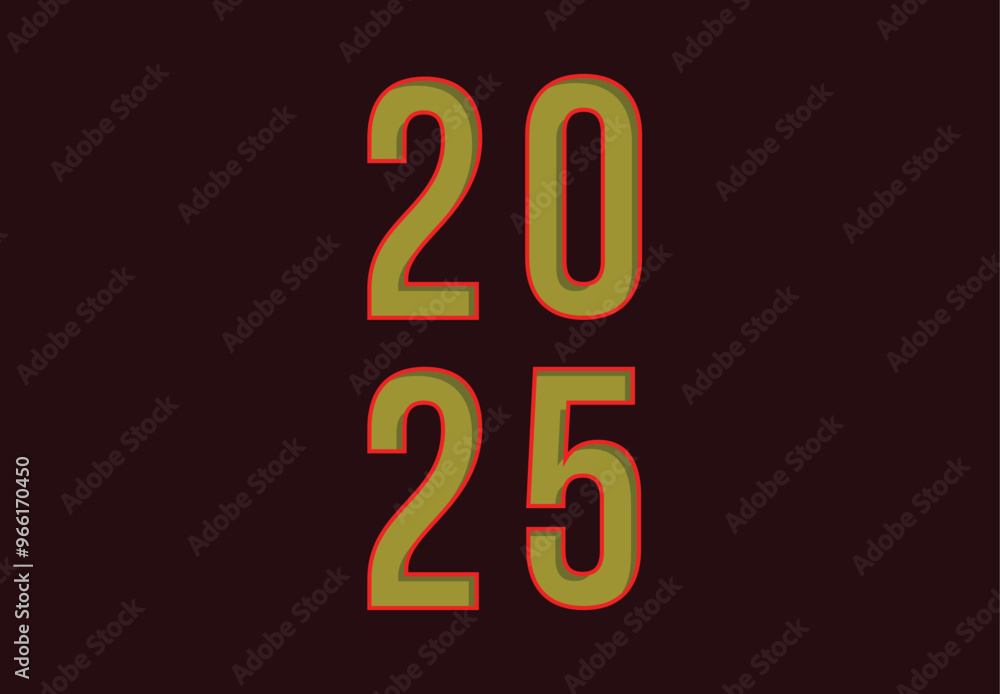 Happy New Year 2025 Yellow And Maroon Realistic Decoration Design Abstract Logo Symbol Vector Illustration Happy New Year 2025 Yellow And Maroon Realistic Decoration Design Abstract Logo Symbol Vector Illustration