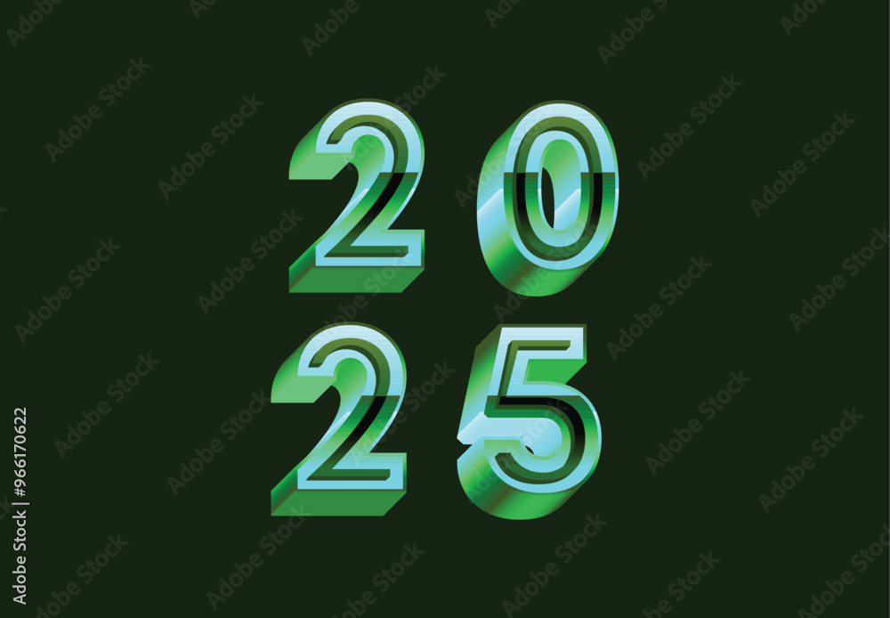 2025 Happy New Year Green 3D Realistic Decoration Design Abstract Logo Symbol Vector Illustration 2025 Happy New Year Green 3D Realistic Decoration Design Abstract Logo Symbol Vector Illustration