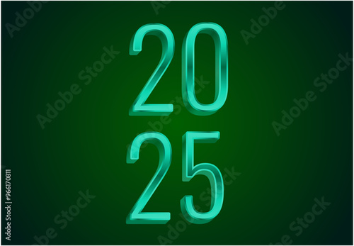 2025 Happy New Year Green Realistic Decoration Design Abstract Logo Symbol Vector Illustration