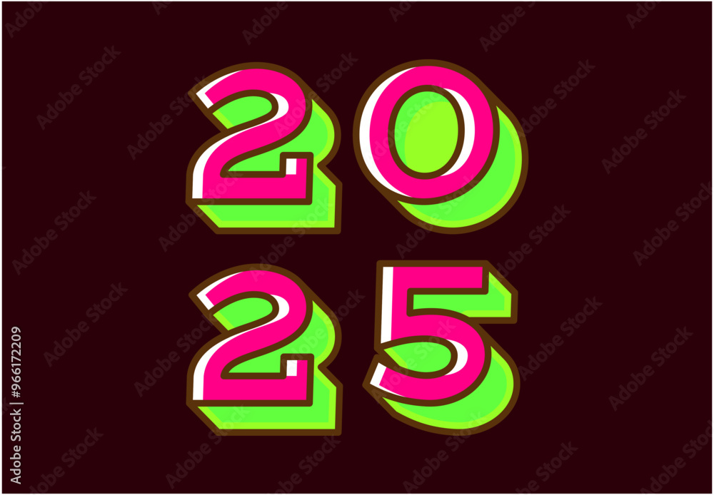 Happy New Year 2025 3D Realistic Pink And Green Design Abstract Logo Symbol Vector Illustration Happy New Year 2025 3D Realistic Pink And Green Design Abstract Logo Symbol Vector Illustration