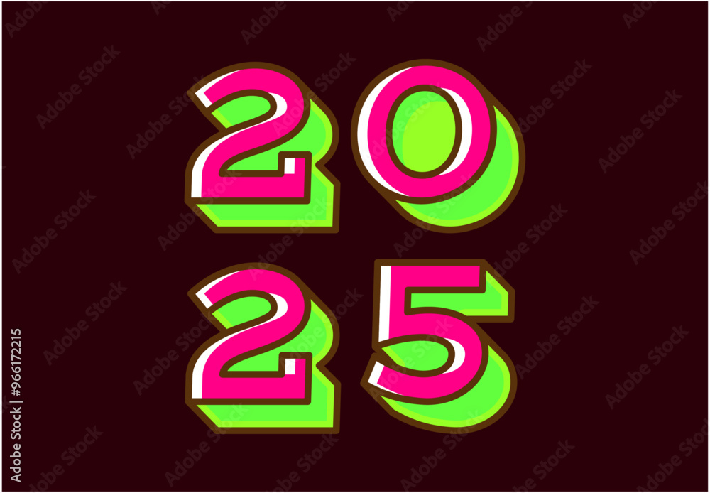 Happy New Year 2025 3D Realistic Pink And Green Design Abstract Logo Symbol Vector Illustration Happy New Year 2025 3D Realistic Pink And Green Design Abstract Logo Symbol Vector Illustration