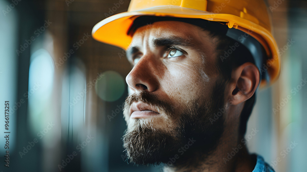 Portrait Construction Worker Man With Safety Portrait Construction Worker Man With Safety