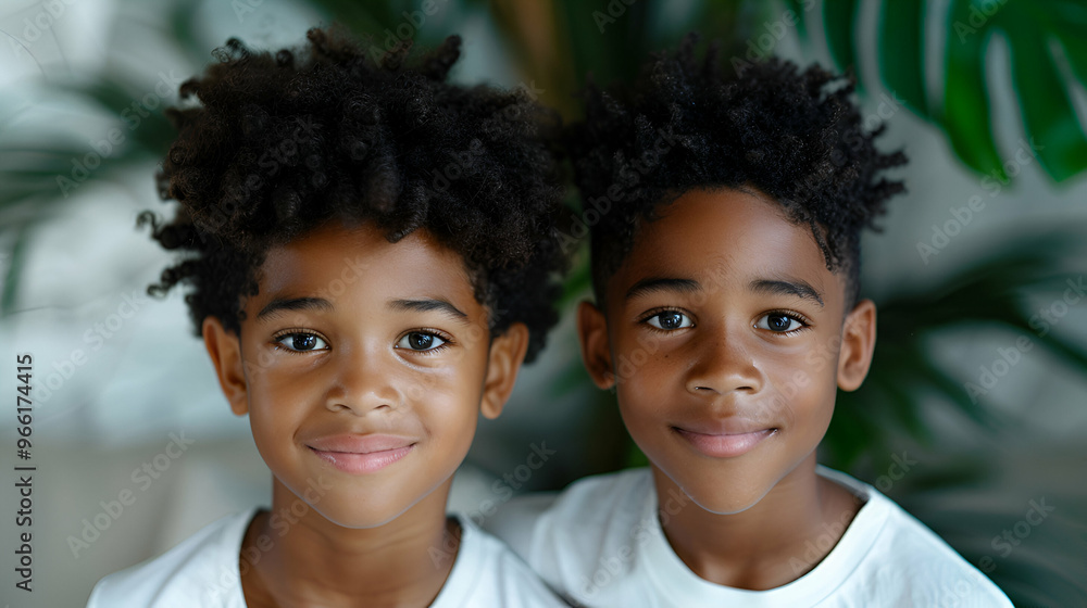 Portrait African American Brothers Hugging Portrait African American Brothers Hugging