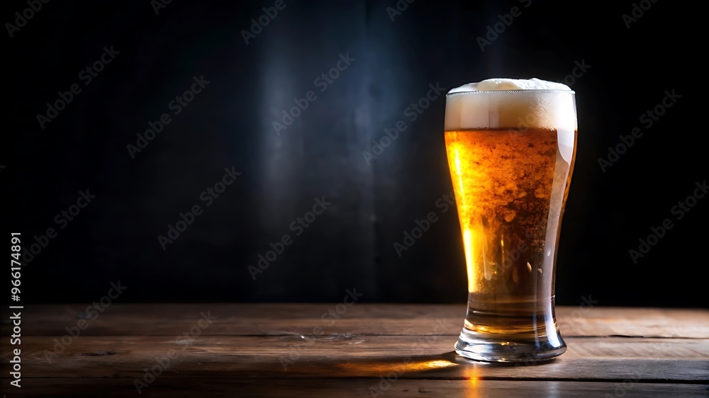 Glass of Fresh and Cold Beer on Dark Background Glass of Fresh and Cold Beer on Dark Background