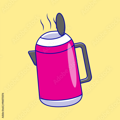 Tea Pot Cartoon Vector Icon Illustration. Kitchen Toolkit Concept. Flat Cartoon Style.