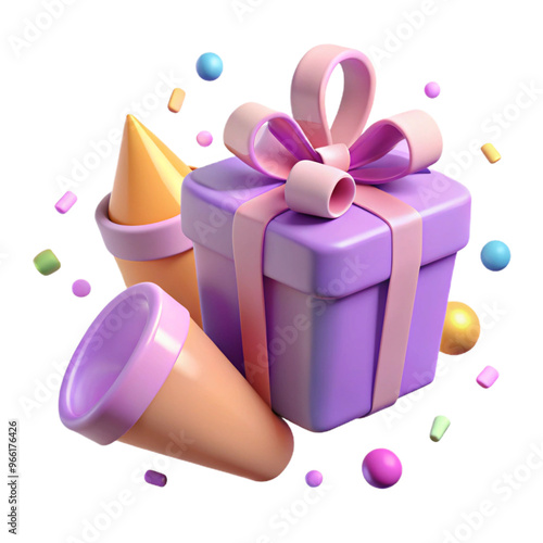 3d Gift box transparent background