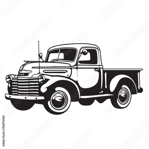 Classic Pick Up Truck Logo Design Vector Stock Vector on white background