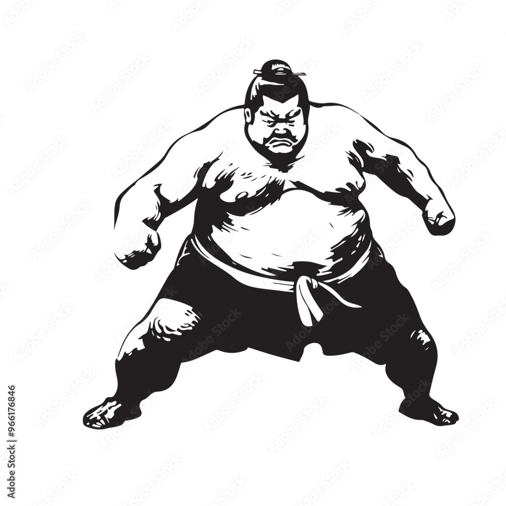 Fototapeta premium Sumo wrestler in action Image Vector isolated on white background. 