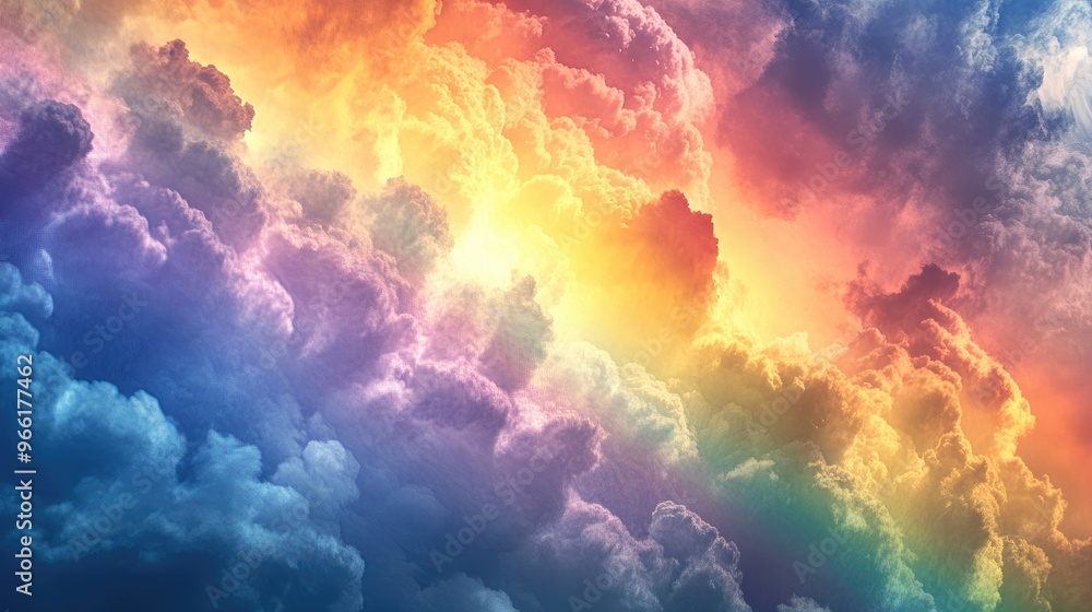 A detailed shot of a rainbow after a rainstorm, with vivid bands of color stretching across the sky, highlighting nature most spectacular light show. A detailed shot of a rainbow after a rainstorm, with vivid bands of color stretching across the sky, highlighting nature most spectacular light show.