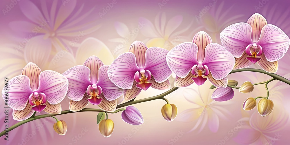 Fototapeta premium Delicate Pink Orchids on a Soft Floral Background, Orchid, Flower, Bloom