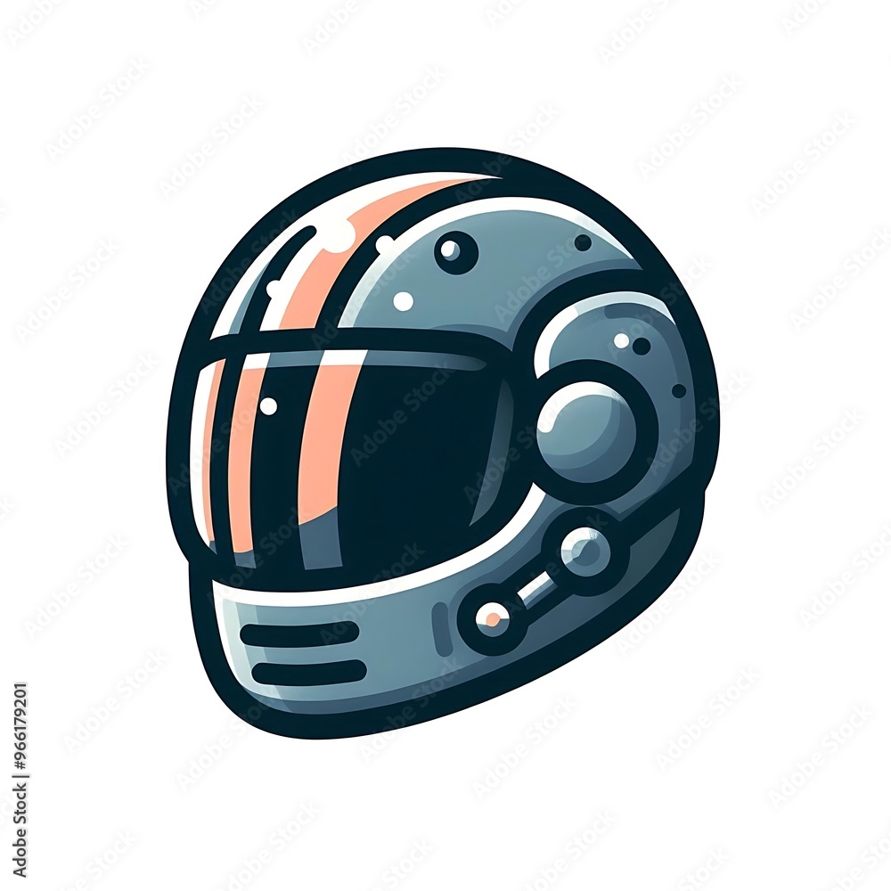 Modern bike helmet, flat illustration, graphics resources for gaming asset, on white background Modern bike helmet, flat illustration, graphics resources for gaming asset, on white background