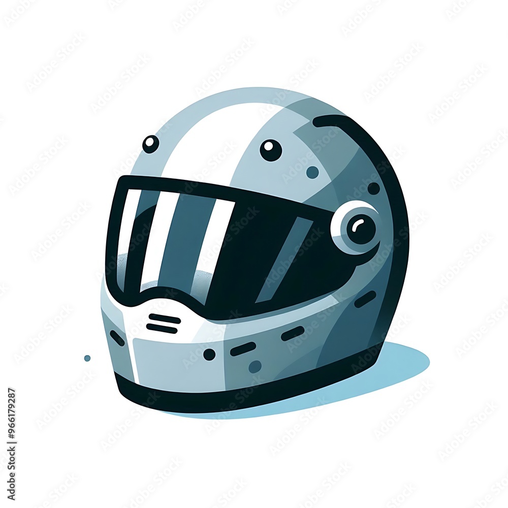 Fototapeta premium Modern bike helmet, flat illustration, graphics resources for gaming asset, on white background