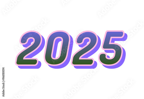 Happy New Year 2025 Design Realistic Decoration Abstract Logo Symbol Vector Illustration