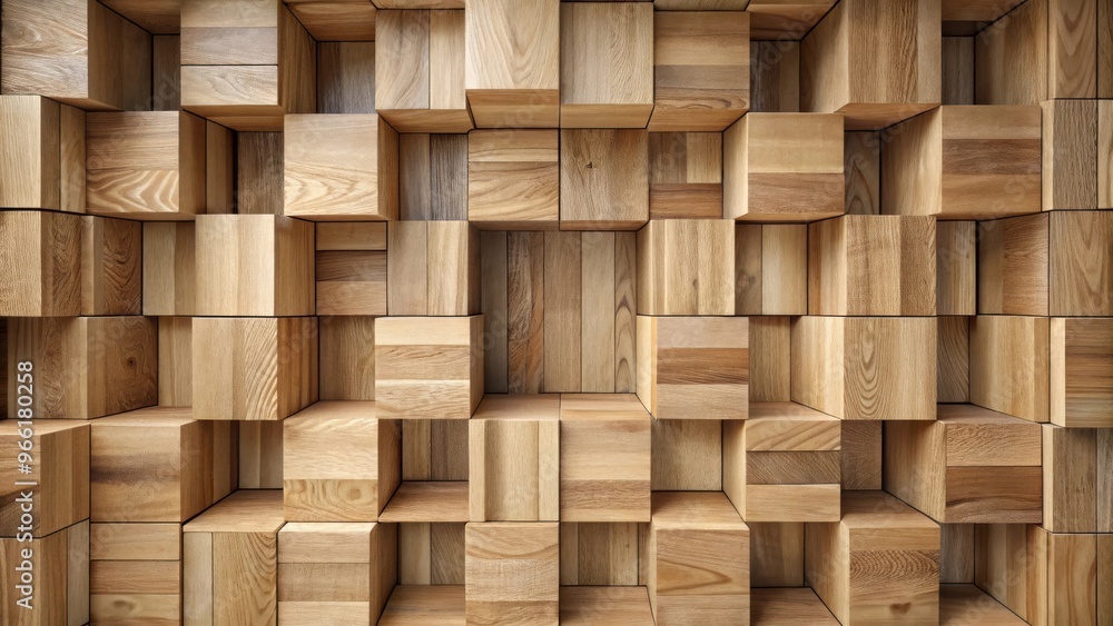 Natural oak wood background in a cube structure Natural oak wood background in a cube structure