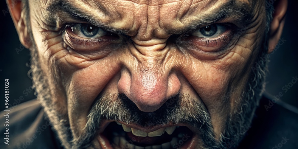 Furious individual's scrunched up face reveals intense frustration, flared nostrils, and a deep scowl, conveying a Furious individual's scrunched up face reveals intense frustration, flared nostrils, and a deep scowl, conveying a
