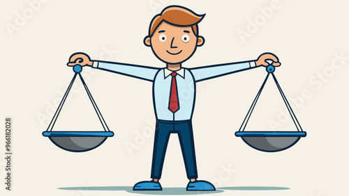 Principles and business ethic to do right things, social responsibility or integrity to earn trust, balance and justice for leadership concept, confident businessman leader lift balance ethical scale.