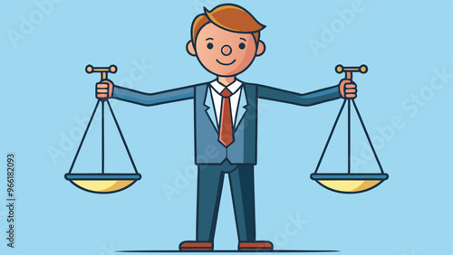 Principles and business ethic to do right things, social responsibility or integrity to earn trust, balance and justice for leadership concept, confident businessman leader lift balance ethical scale.