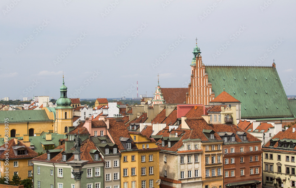 Obraz premium View of the old town on a day. Close-up. Top view. Warsaw. Poland.