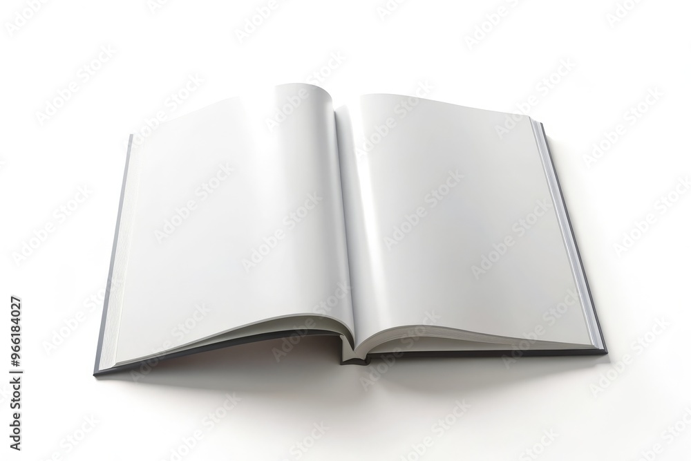 Glossy magazine mockup with blank cover and pages, isolated on a white background, ready for custom design and Glossy magazine mockup with blank cover and pages, isolated on a white background, ready for custom design and