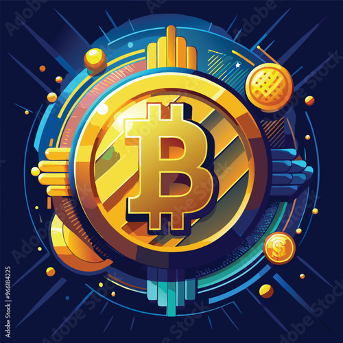 golden bitcoin crypto currency vector file.eps