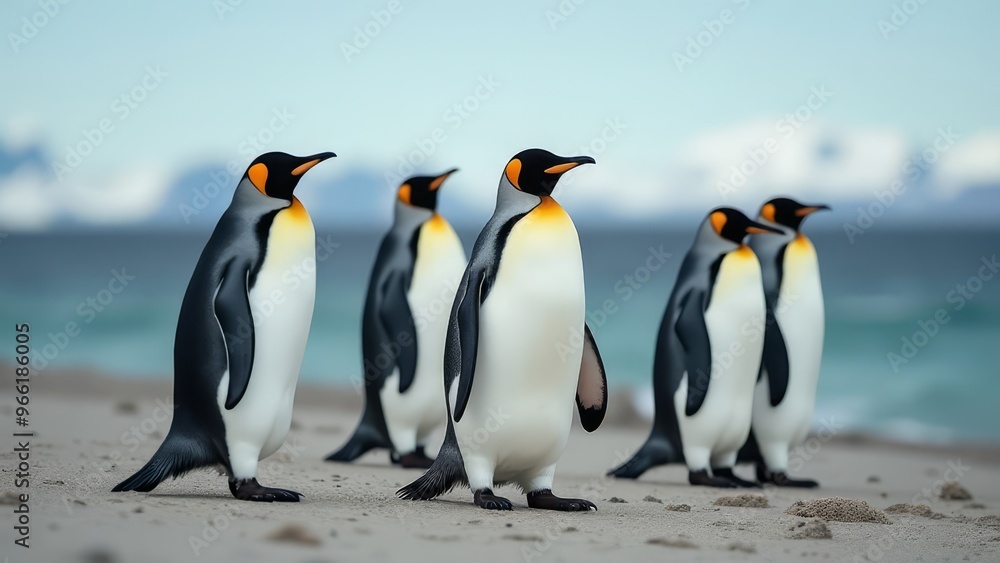 Fototapeta premium Charming Emperor Penguins on Shoreline