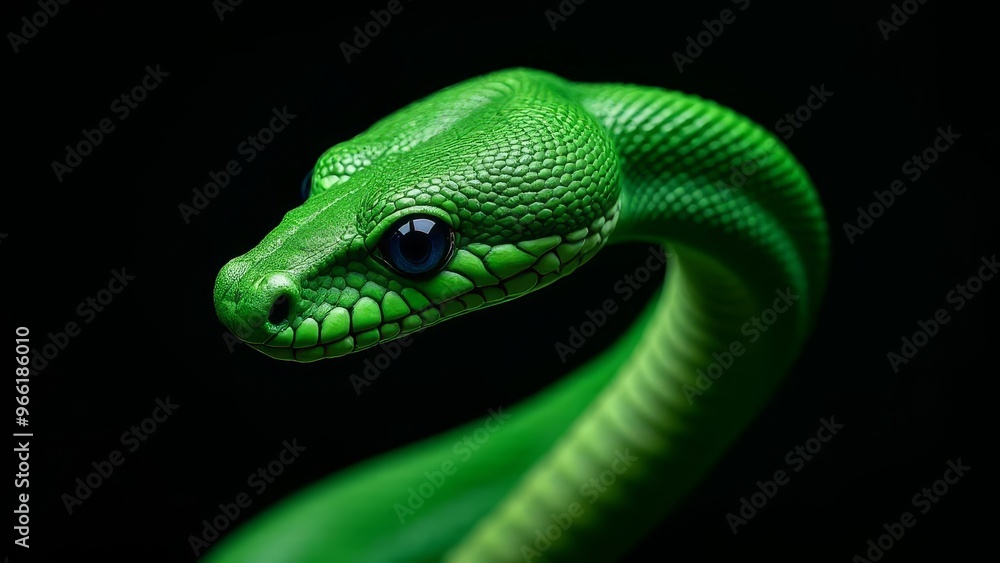 Emerald Green Python Close-Up Emerald Green Python Close-Up