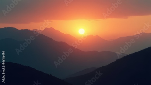 Wallpaper Mural Majestic Sunset Over Mountain Ranges Torontodigital.ca