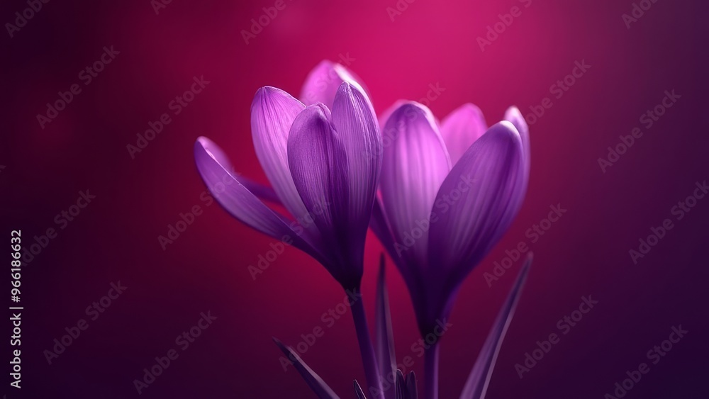 Obraz premium Purple Flowers Against Pink Background