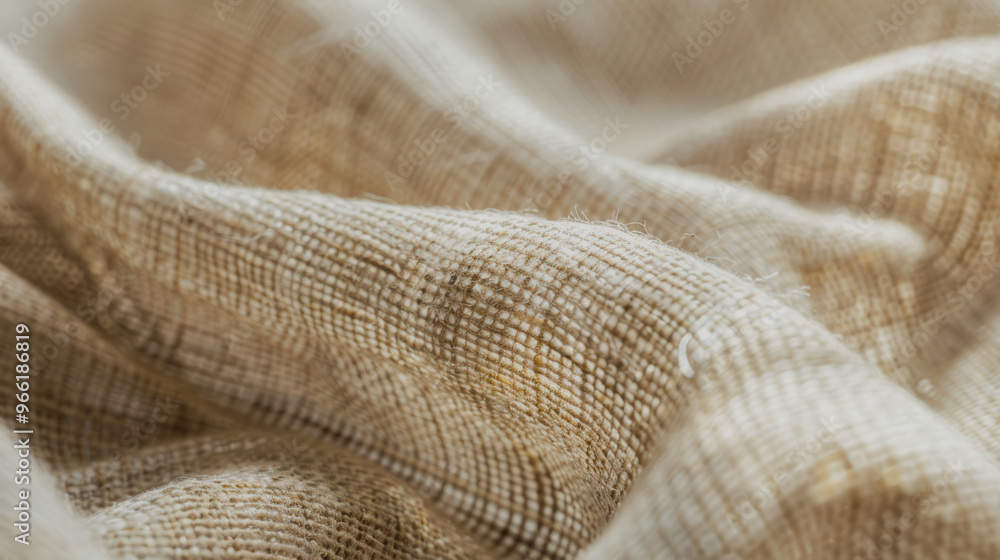 Close-up of linen fabric in natural beige color. Concept of textured materials, woven textiles, fabric details, organic fibers. Soft, rustic cloth for sewing, decoration, upholstery Close-up of linen fabric in natural beige color. Concept of textured materials, woven textiles, fabric details, organic fibers. Soft, rustic cloth for sewing, decoration, upholstery