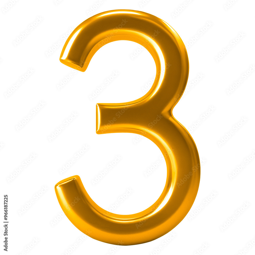 3d golden font number 3 3d golden font number 3