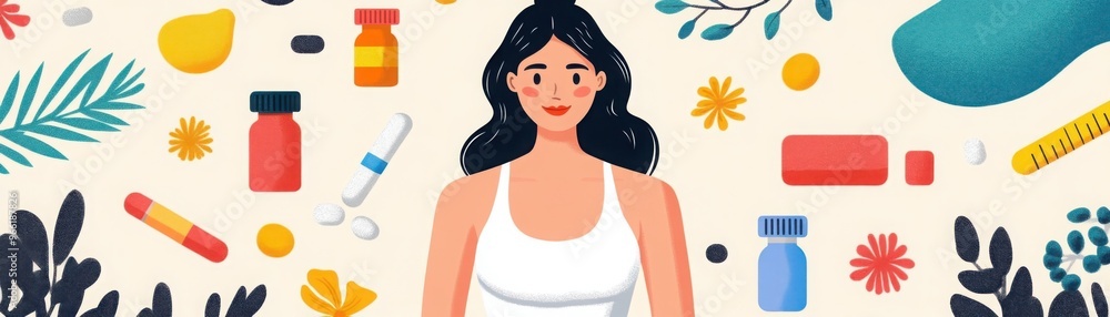 Healthy body with immune shield, fitness elements, flat design illustration Healthy body with immune shield, fitness elements, flat design illustration