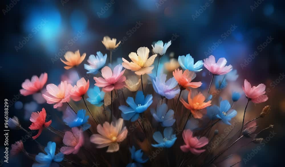 Colorful Flowers in Bloom at Night Colorful Flowers in Bloom at Night
