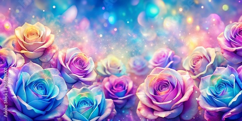 Magical Rainbow Roses in a Sparkling Galaxy, rose, galaxy, magical