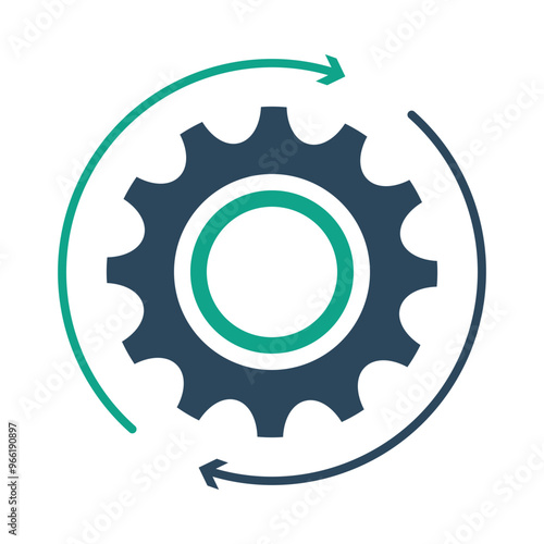 Gear icon. Operation, setting, setup, loading, development, process, evolution, exploitation, develop icon. Single gear sign isolated on white background. Vector illustration.