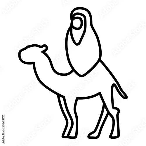 Traveler on camel outline