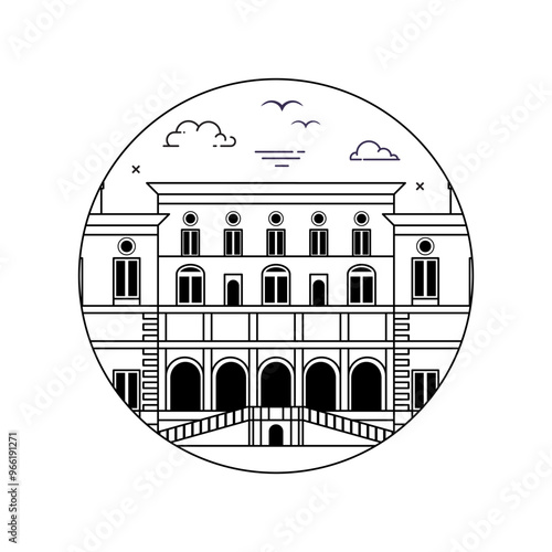 Borghese Gallery Building in Flat Design